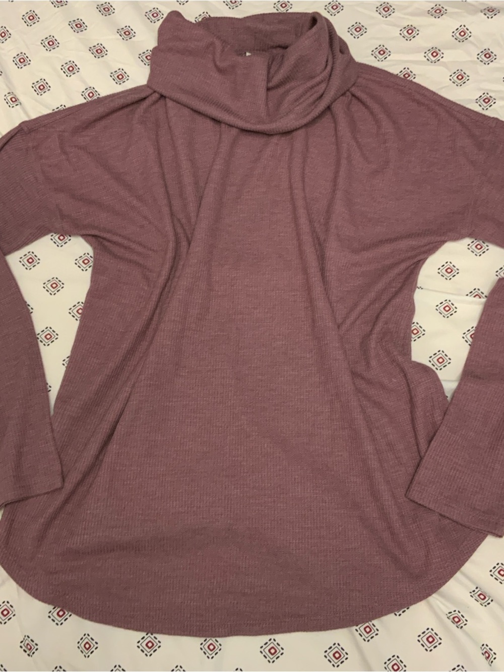 Women's Dusty Rose Cowl Neck Ribbed Pullover